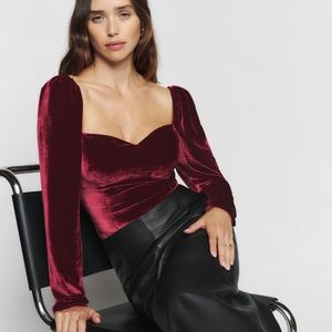 Reformation Velvet Monroe top gold